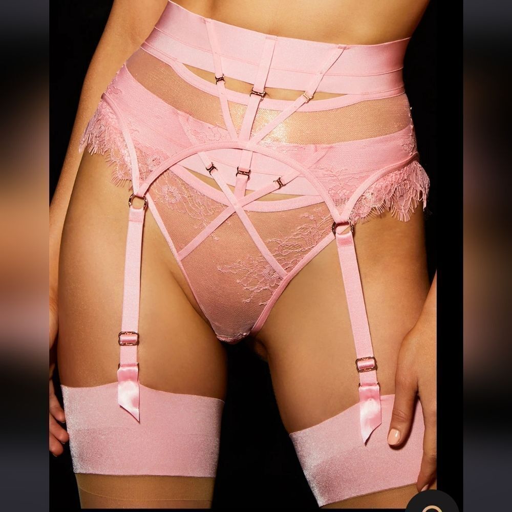 Honey Birdette Belinda Pink Garter Belt - M